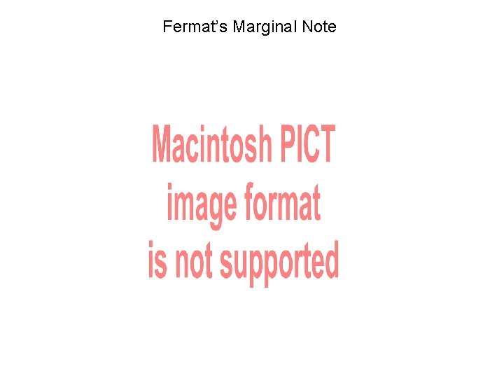 Fermat’s Marginal Note 