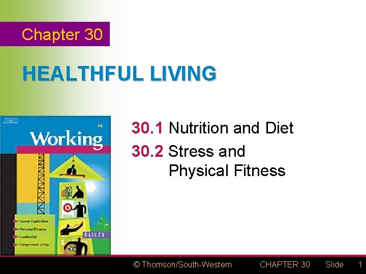 Chapter 30 HEALTHFUL LIVING 30. 1 Nutrition and Diet 30. 2 Stress and Physical