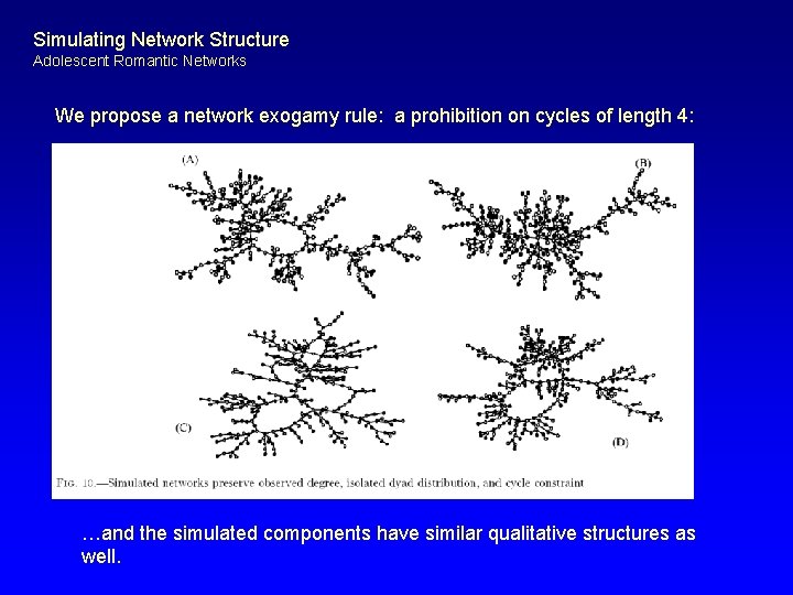 Simulating Network Structure Adolescent Romantic Networks We propose a network exogamy rule: a prohibition