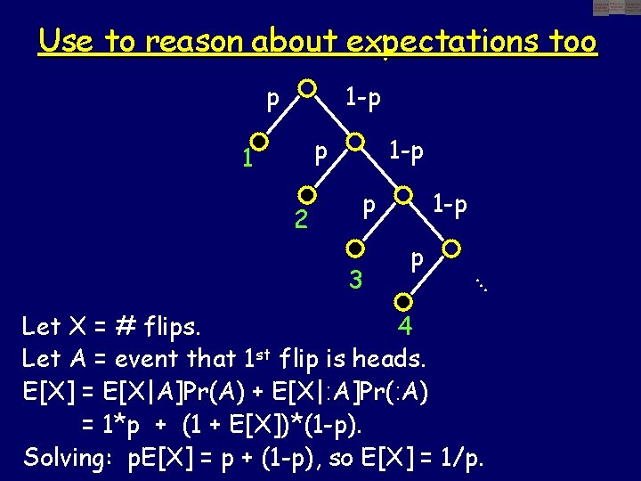 Use to reason about expectations too p 1 -p p 1 2 1 -p