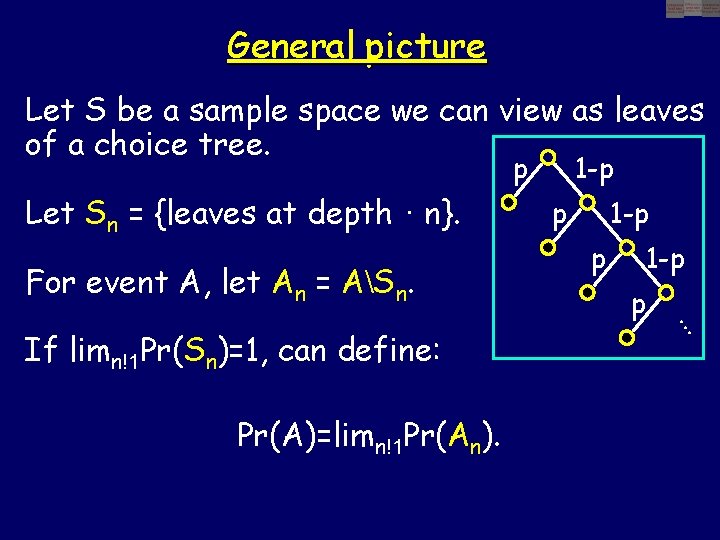General picture Let S be a sample space we can view as leaves of