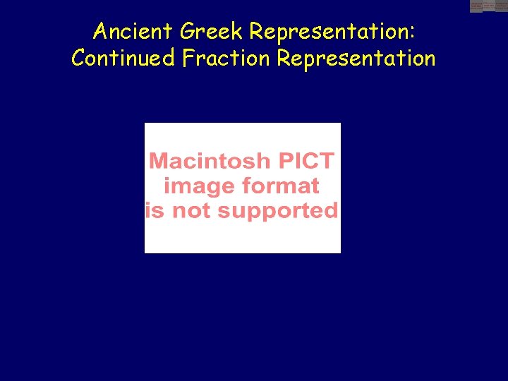Ancient Greek Representation: Continued Fraction Representation 