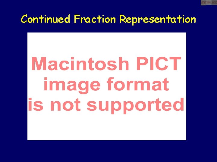 Continued Fraction Representation 