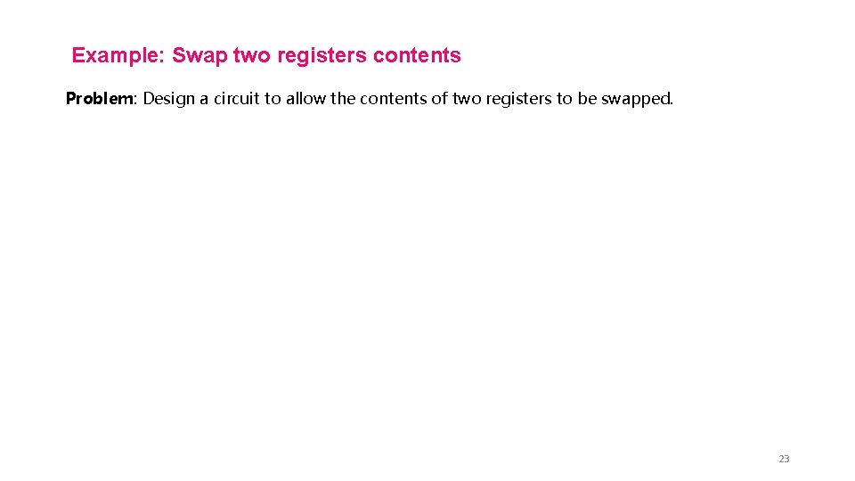 Example: Swap two registers contents Problem: Design a circuit to allow the contents of