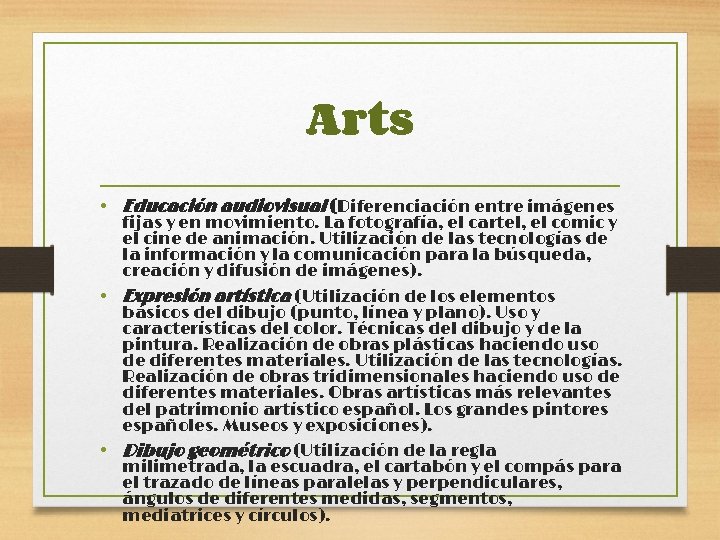 Arts • Educación audiovisual (Diferenciación entre imágenes fijas y en movimiento. La fotografía, el