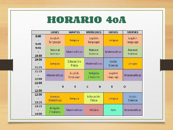 HORARIO 4ºA 