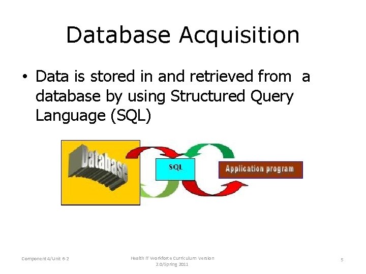 Database Acquisition • Data is stored in and retrieved from a database by using Database Acquisition • Data is stored in and retrieved from a database by using