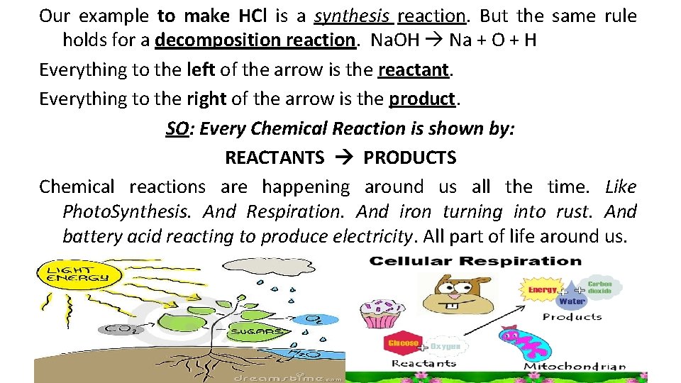 Our example to make HCl is a synthesis reaction. But the same rule holds
