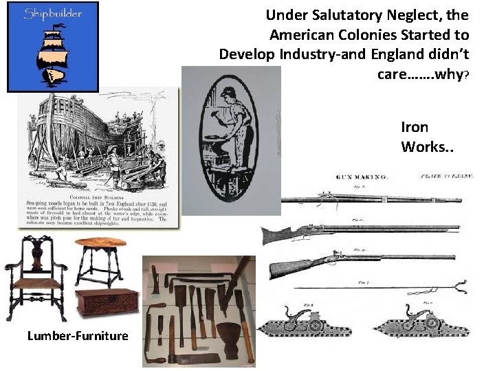 Under Salutatory Neglect, the American Colonies Started to Develop Industry-and England didn’t care……. why?