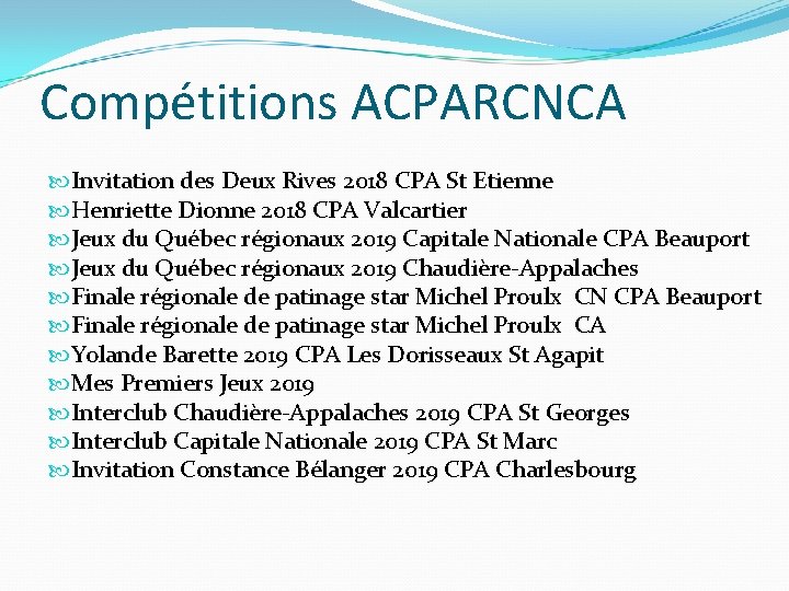 Compétitions ACPARCNCA Invitation des Deux Rives 2018 CPA St Etienne Henriette Dionne 2018 CPA