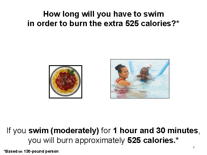 How long will you have to swim in order to burn the extra 525