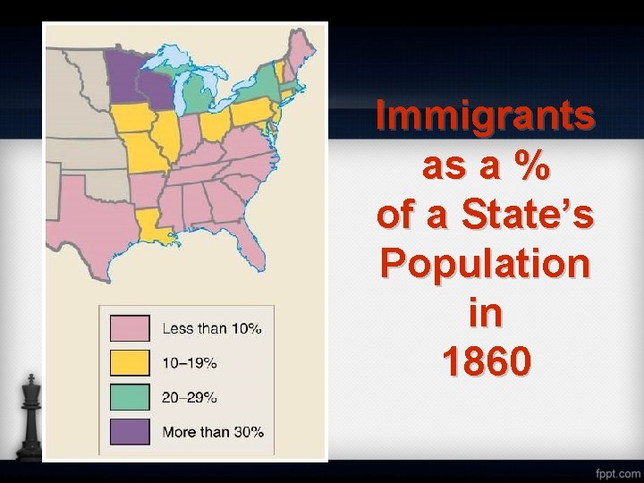Immigrants as a % of a State’s Population in 1860 