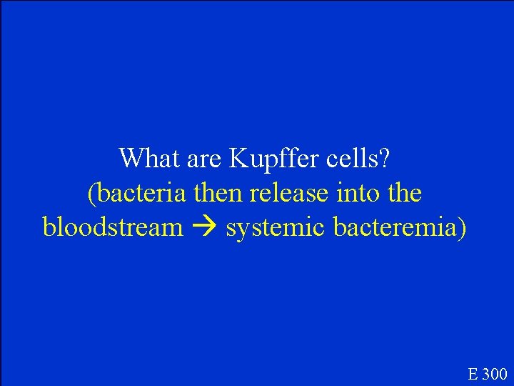 What are Kupffer cells? (bacteria then release into the bloodstream systemic bacteremia) E 300