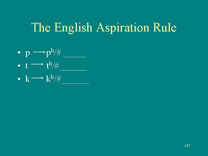 The English Aspiration Rule • p • t • k ph/# _____ th/#______ kh/#______