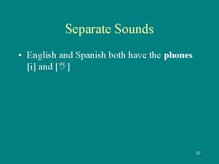 Separate Sounds • English and Spanish both have the phones [i] and [ ]