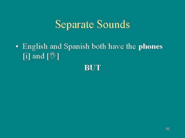 Separate Sounds • English and Spanish both have the phones [i] and [ ]