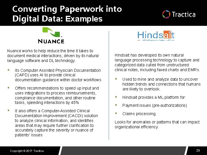 Converting Paperwork into Digital Data: Examples Nuance works to help reduce the time it