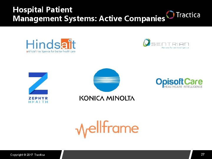 Hospital Patient Management Systems: Active Companies Copyright © 2017 Tractica 27 