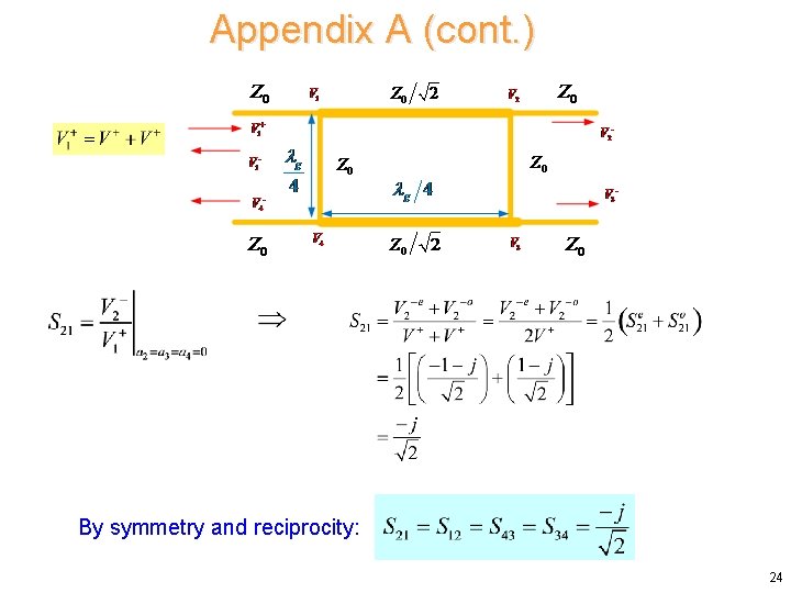 Appendix A (cont. ) By symmetry and reciprocity: 24 