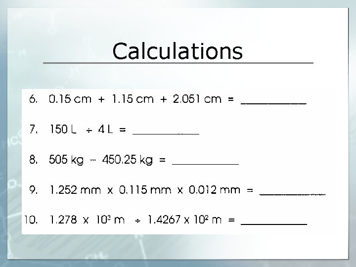 Calculations 