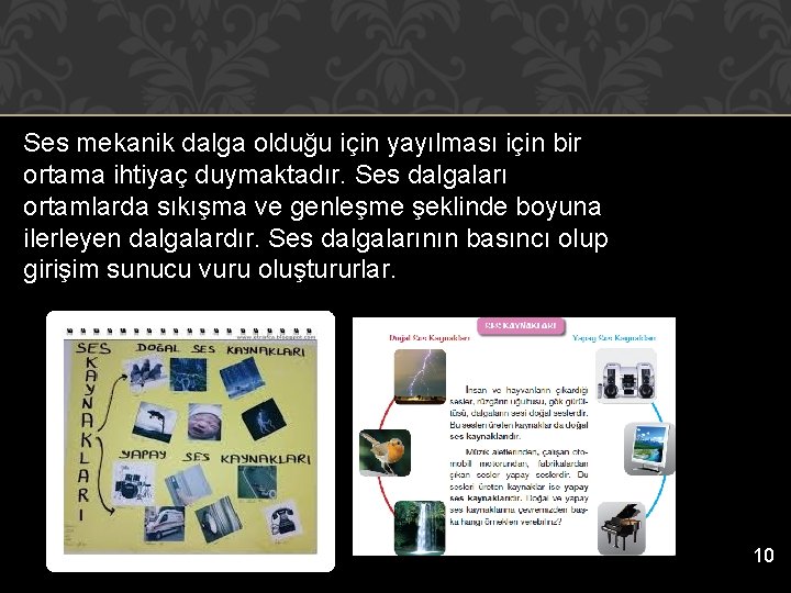 Ses mekanik dalga olduğu için yayılması için bir ortama ihtiyaç duymaktadır. Ses dalgaları ortamlarda