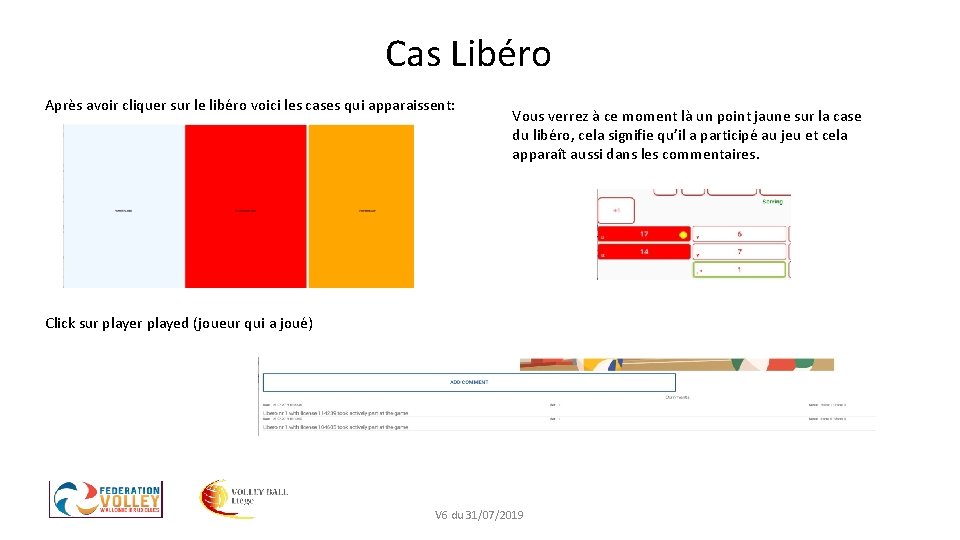 Cas Libéro Après avoir cliquer sur le libéro voici les cases qui apparaissent: Vous