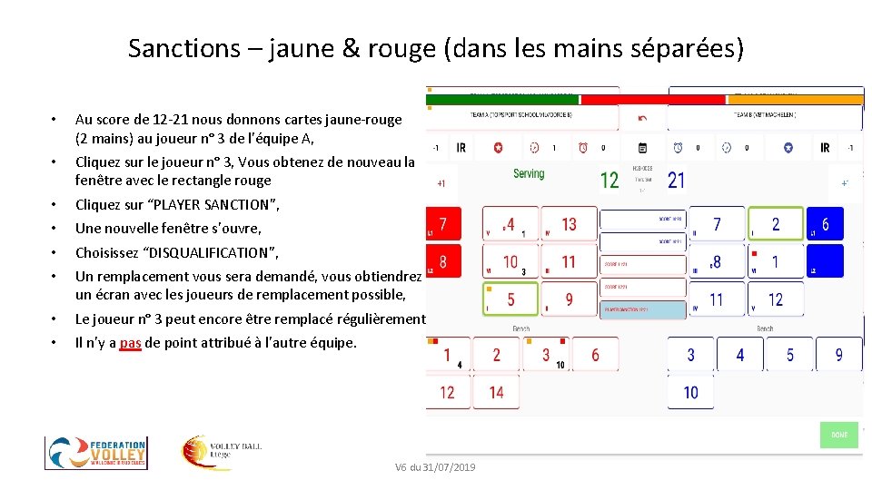 Sanctions – jaune & rouge (dans les mains séparées) • Au score de 12