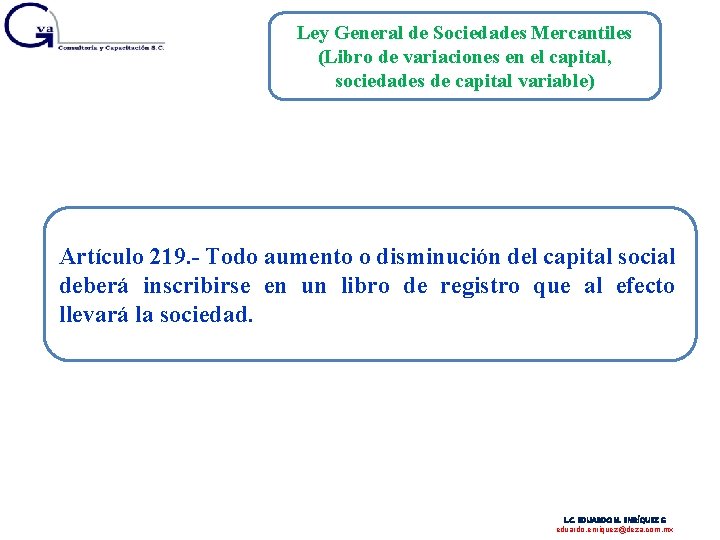 Ley General de Sociedades Mercantiles (Libro de variaciones en el capital, sociedades de capital