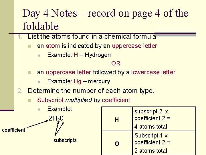 Day 4 Notes – record on page 4 of the foldable 1. List the