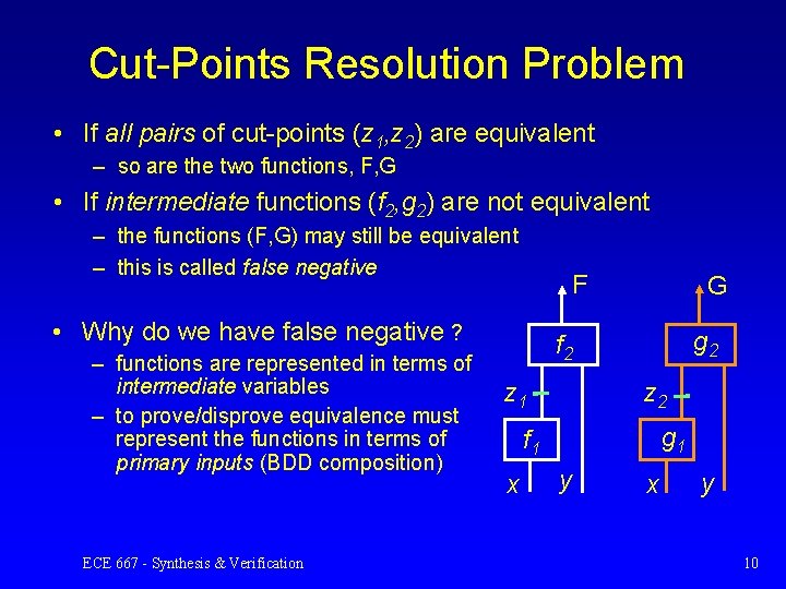 Cut-Points Resolution Problem • If all pairs of cut-points (z 1, z 2) are