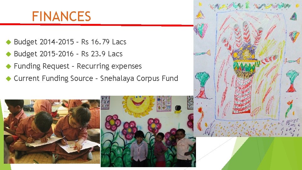 FINANCES Budget 2014 -2015 – Rs 16. 79 Lacs Budget 2015 -2016 – Rs