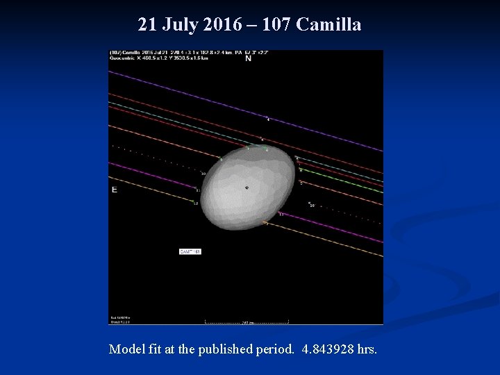 21 July 2016 – 107 Camilla Model fit at the published period. 4. 843928