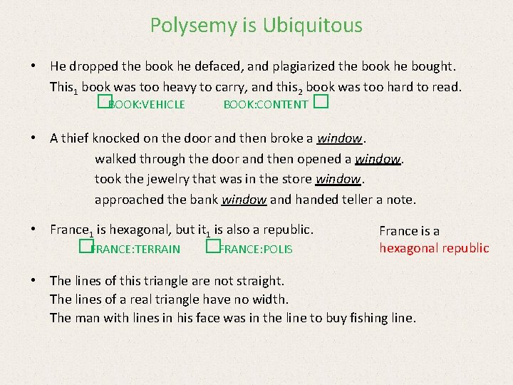 Polysemy is Ubiquitous • He dropped the book he defaced, and plagiarized the book