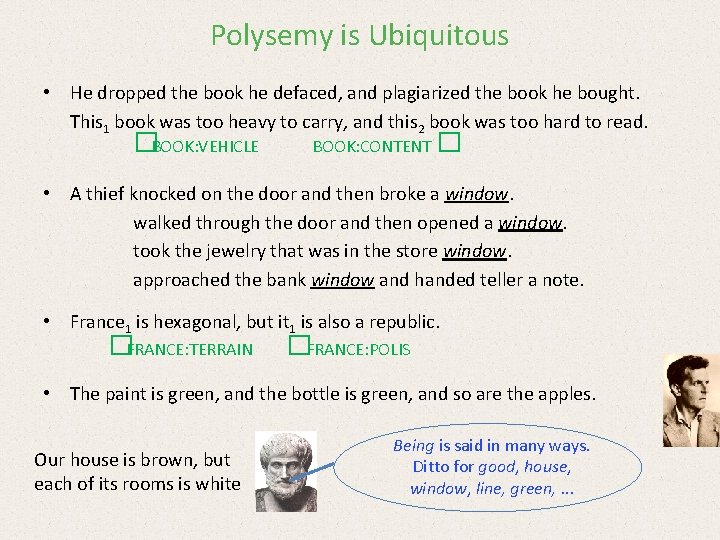 Polysemy is Ubiquitous • He dropped the book he defaced, and plagiarized the book