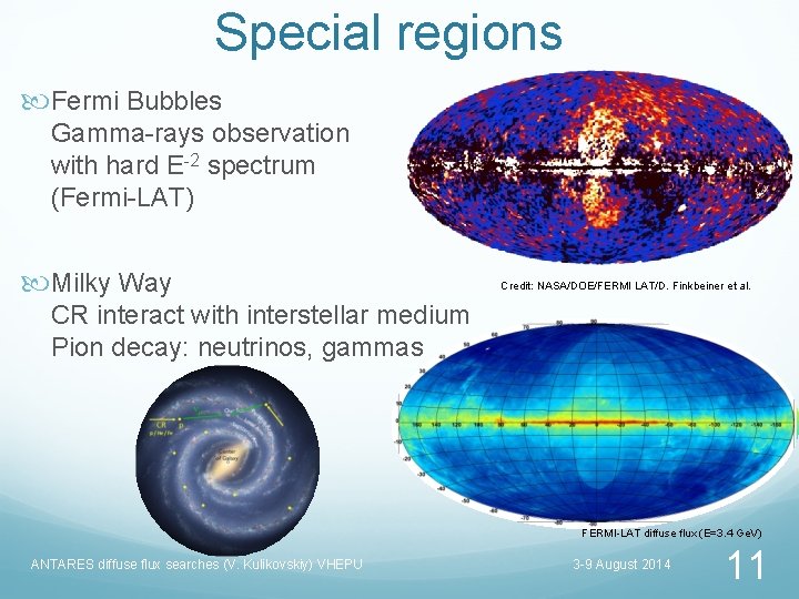 Special regions Fermi Bubbles Gamma-rays observation with hard E-2 spectrum (Fermi-LAT) Milky Way Credit: