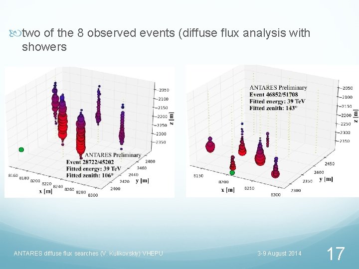  two of the 8 observed events (diffuse flux analysis with showers ANTARES diffuse