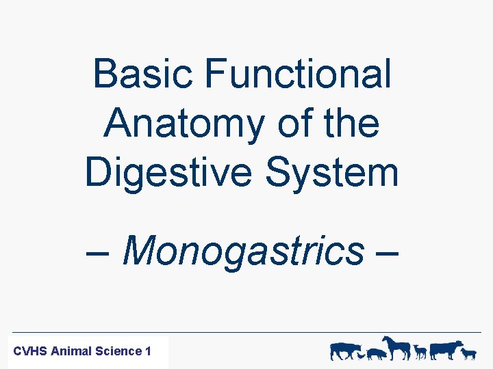 Basic Functional Anatomy of the Digestive System – Monogastrics – WF-R SCIENCE CVHS ANIMAL