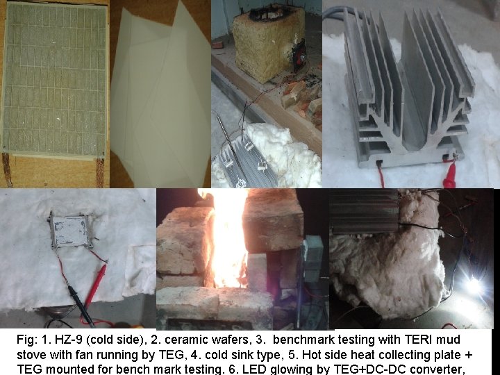 Fig: 1. HZ-9 (cold side), 2. ceramic wafers, 3. benchmark testing with TERI mud