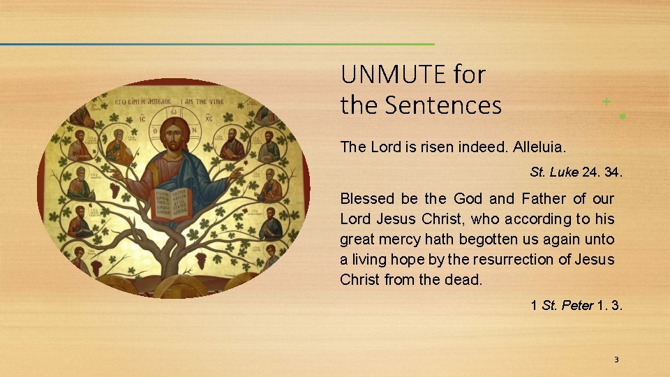 UNMUTE for the Sentences The Lord is risen indeed. Alleluia. St. Luke 24. 34.