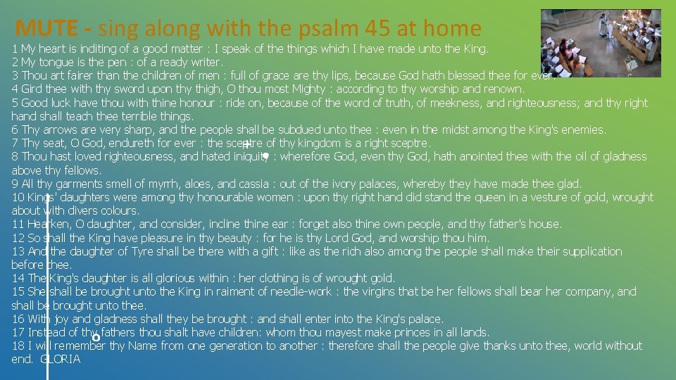 MUTE - sing along with the psalm 45 at home 1 My heart is