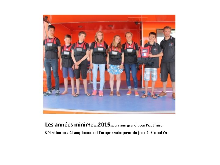 Les années minime… 2015…un peu grand pour l’optimist Sélection aux Championnats d’Europe : vainqueur