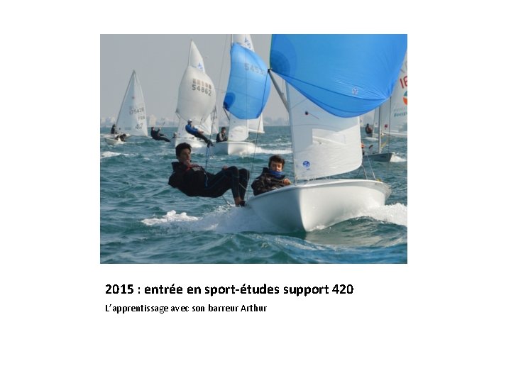 2015 : entrée en sport-études support 420 L’apprentissage avec son barreur Arthur 