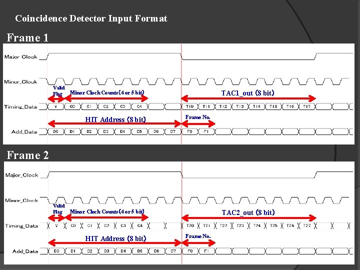 Coincidence Detector Input Format Frame 1 Valid Flag Minor Clock Counts（4 or 5 bit）