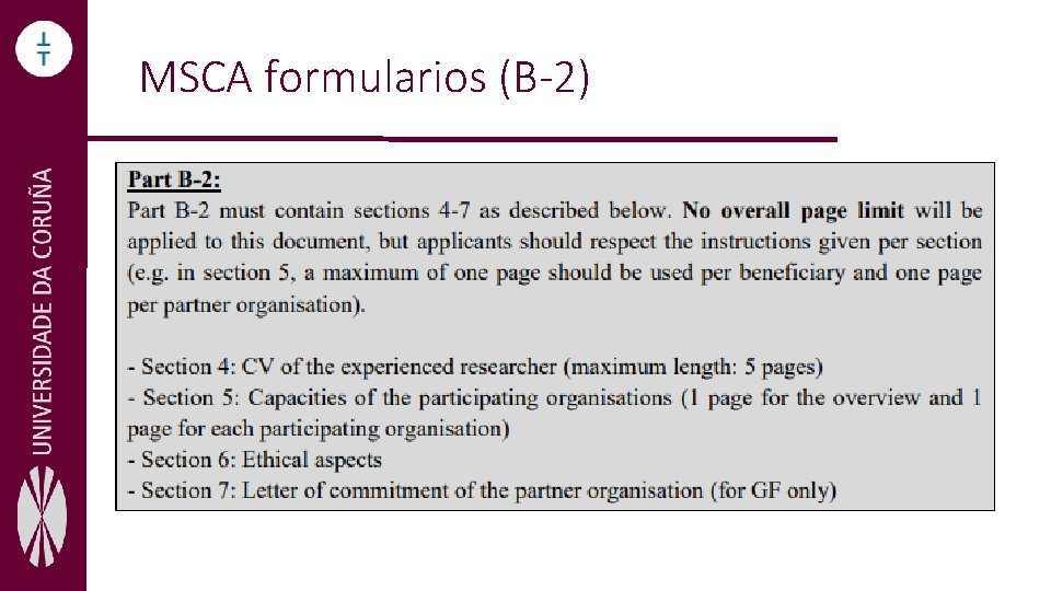 MSCA formularios (B-2) 