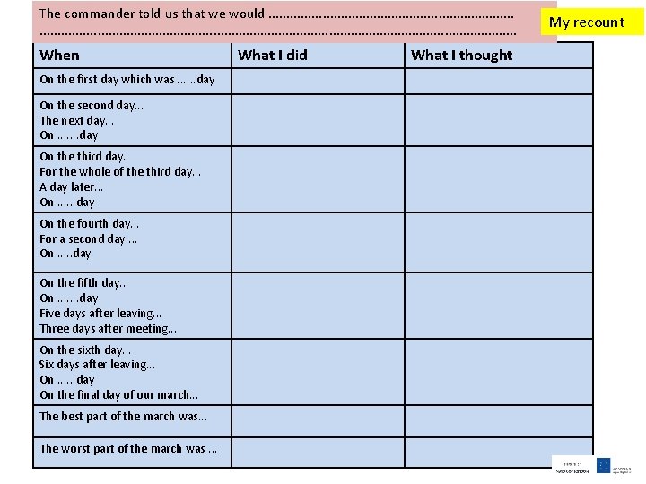 The commander told us that we would. . . . . . . .