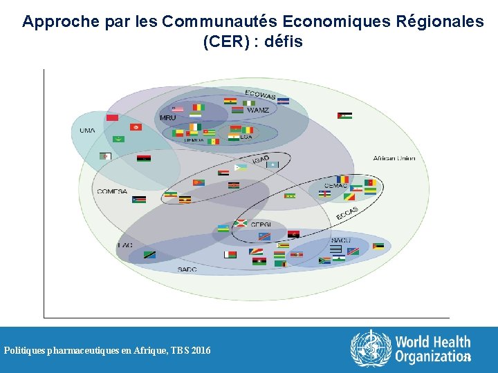 Approche par les Communautés Economiques Régionales (CER) : défis Politiques pharmaceutiques en Afrique, TBS