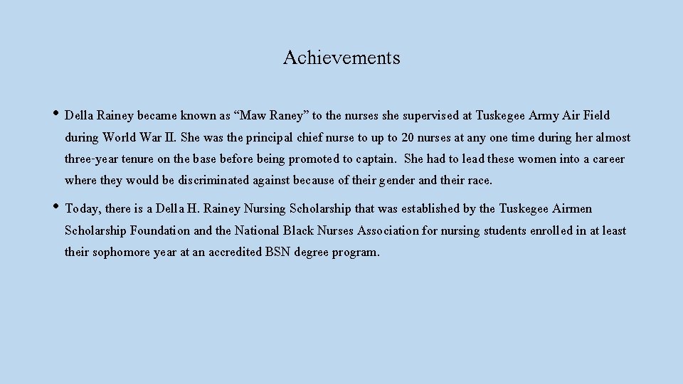 Della Rainey Tishonia Introduction Background Della Rainey Jackson