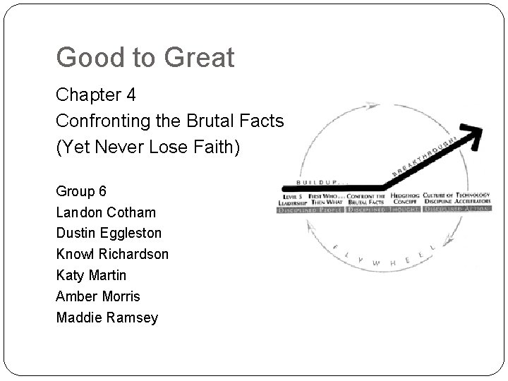 Good to Great Chapter 4 Confronting the Brutal Facts (Yet Never Lose Faith) Group