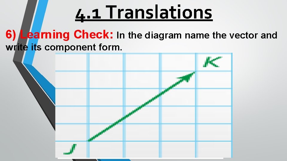 4. 1 Translations 6) Learning Check: In the diagram name the vector and write