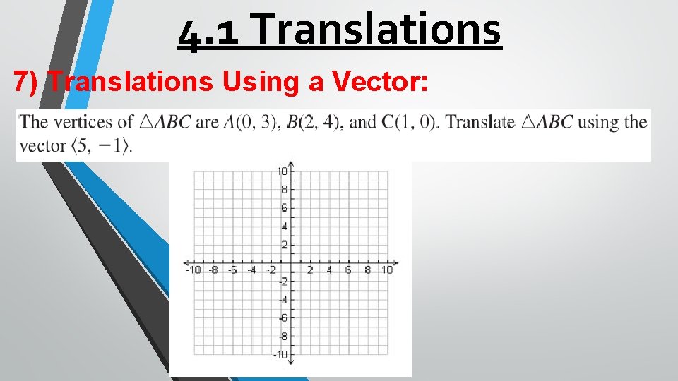 4. 1 Translations 7) Translations Using a Vector: 